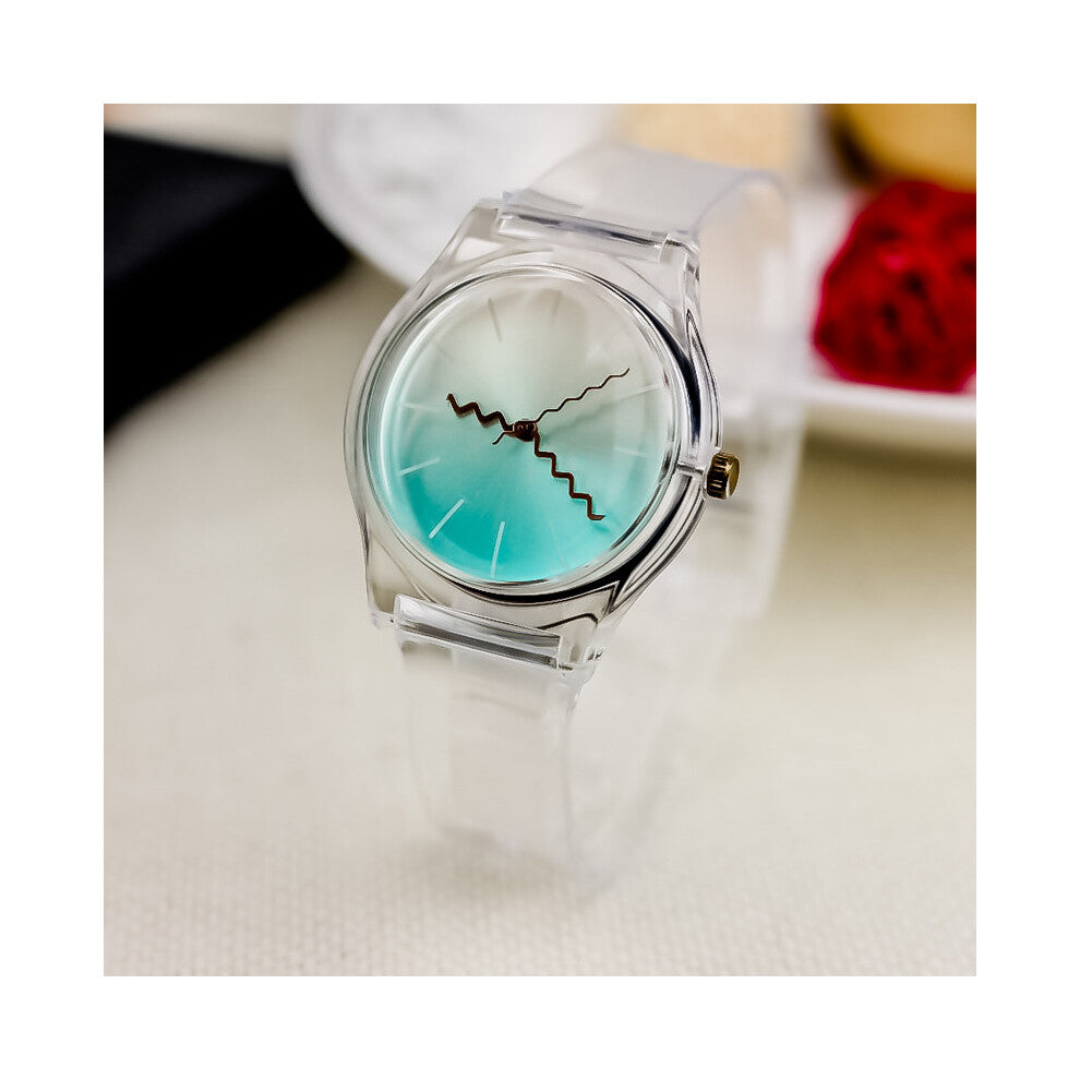 (Transparent gradient color) Fashionable men's and women's glitter starry sky watches, Instagram casual primary and secondary school students' jelly q
