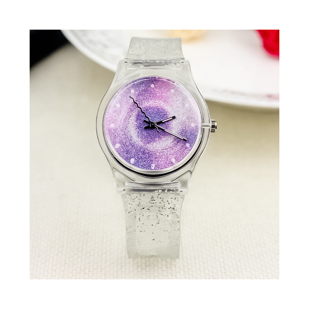 (Transparent starry sky) Fashionable men's and women's glitter starry sky watches, Instagram casual primary and secondary school students' jelly quart