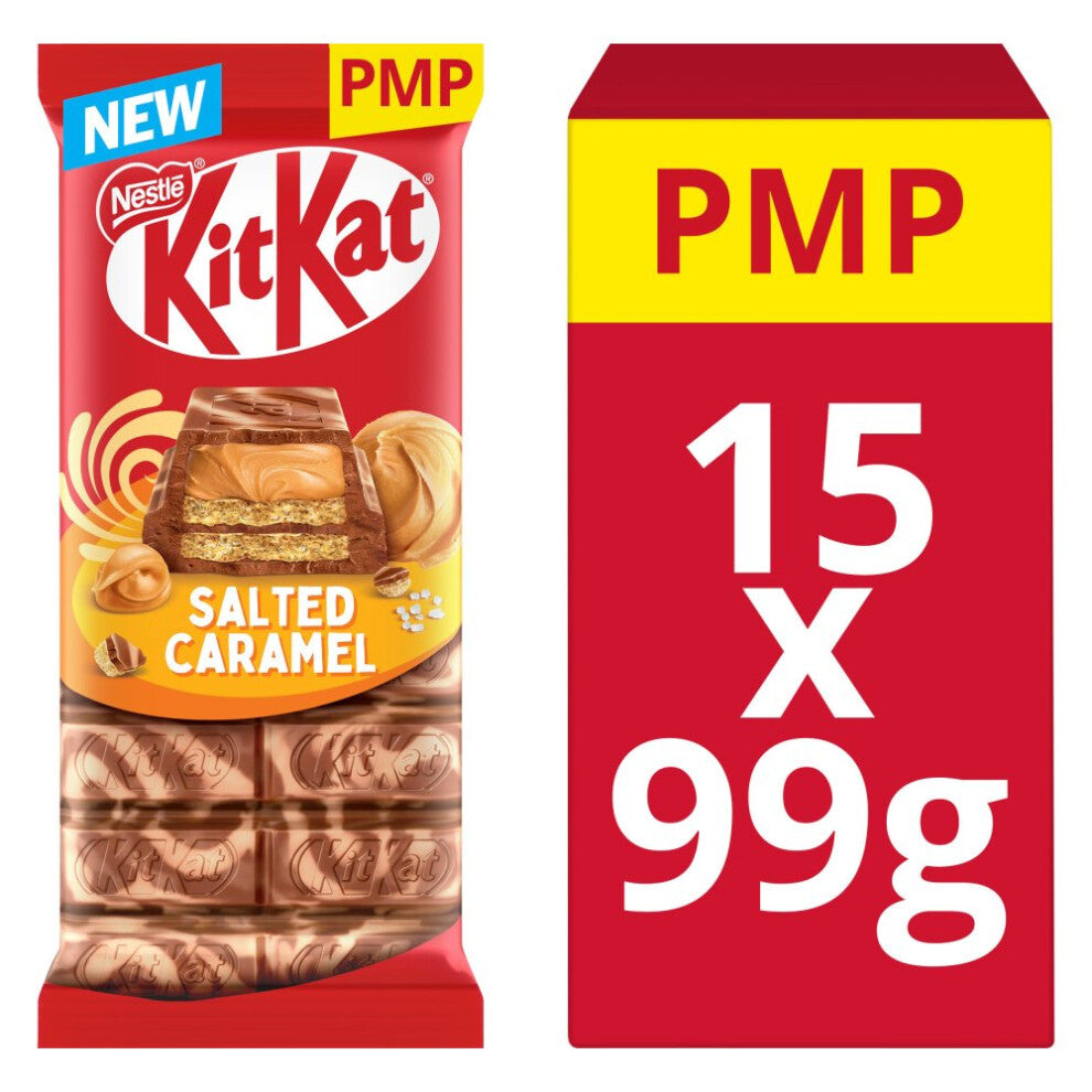 KitKat Salted Caramel Chocolate Sharing Bar 99g (Pack of 15)