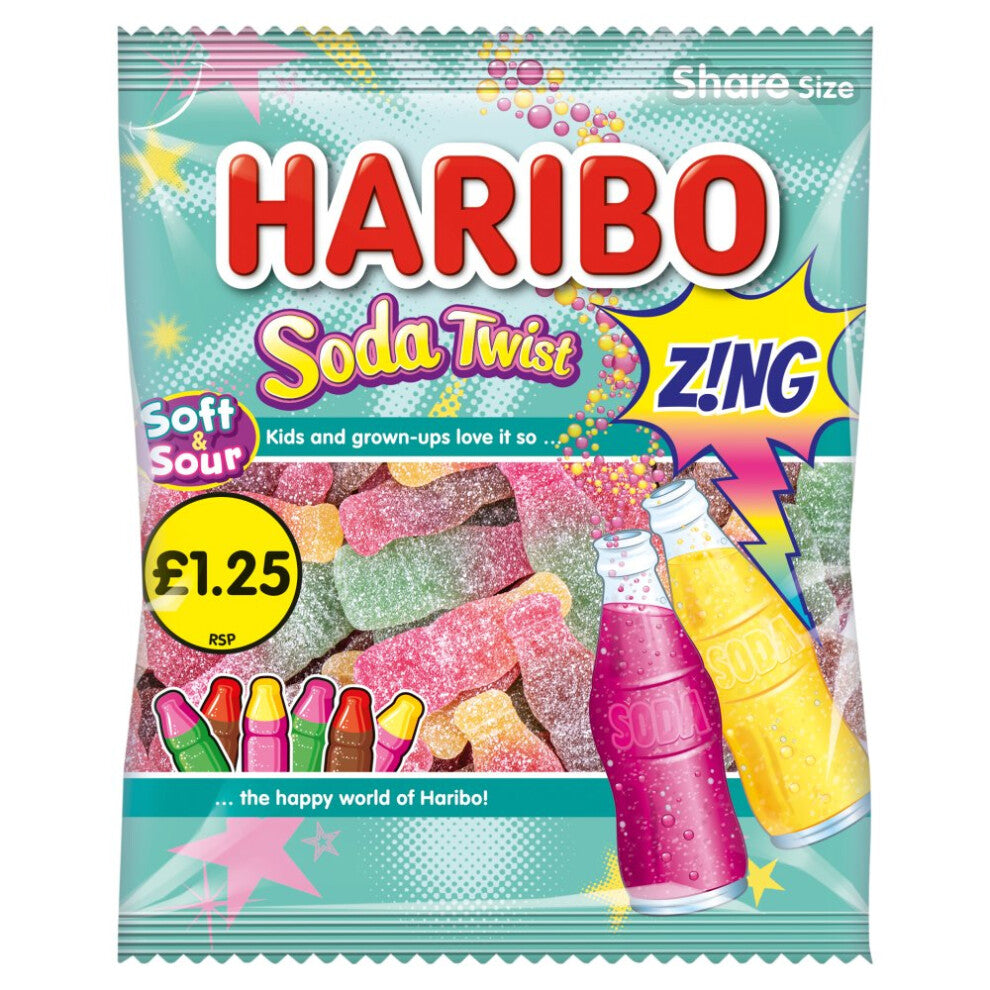 HARIBO Soft & Sour Soda Twist 140g (Pack of 12)