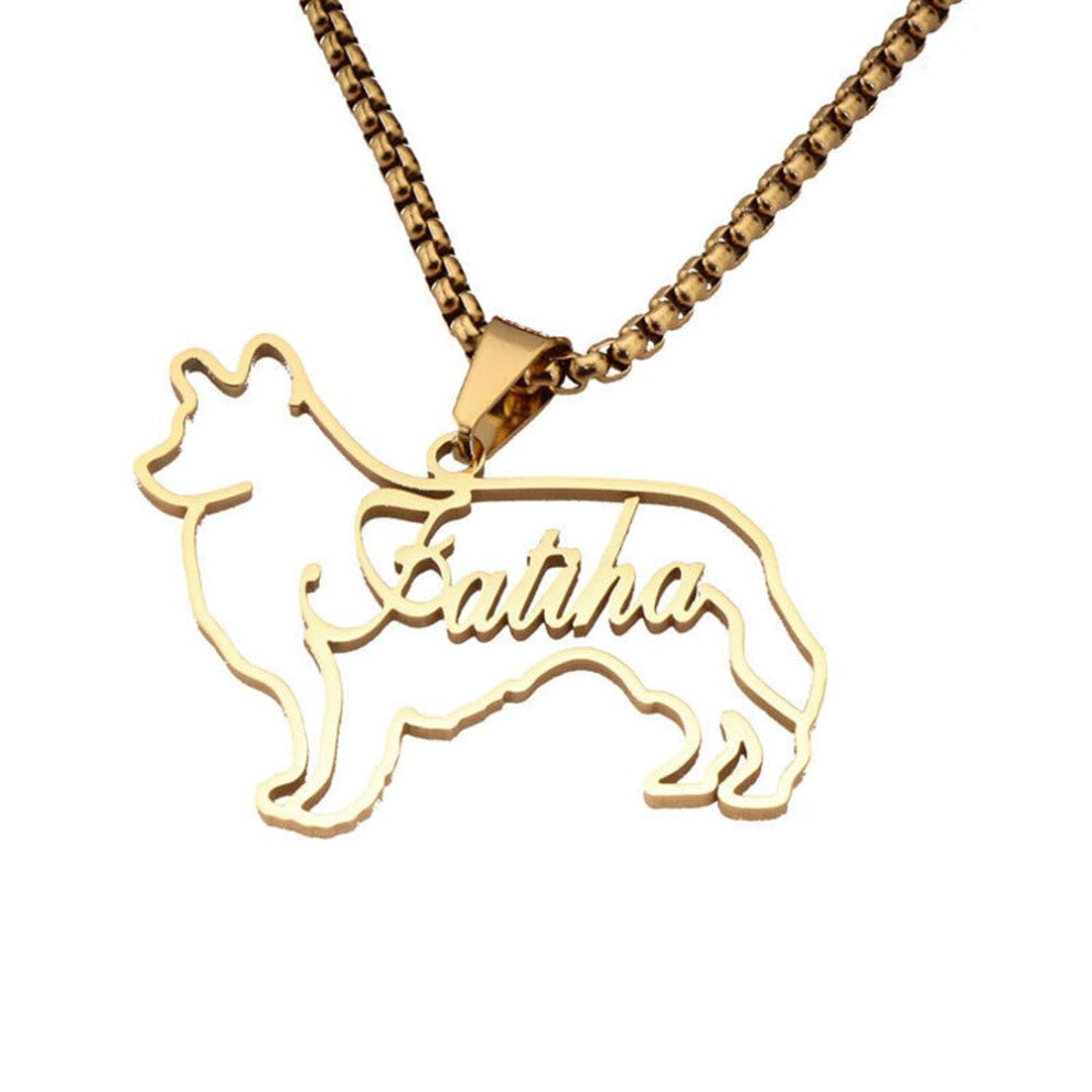 925 Sterling Silver Dog Shape Outline Name Necklace Custom Made Pet Name Remembrance Jewelry