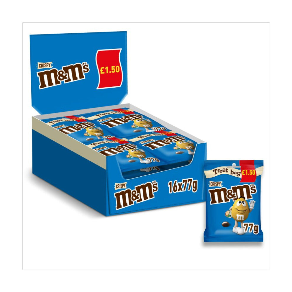 M&M's Crispy Milk Chocolate Bites Treat Bag 77g (Pack of 16)