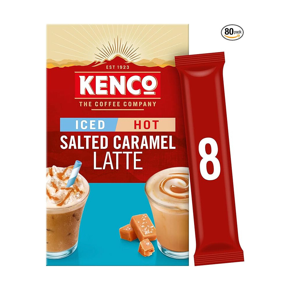 80 Latte Sachet Bundle of Two flavours Kenco Iced Hot Vanilla 40 & Salted Caramel 40