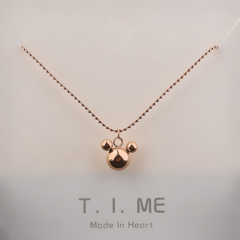 (Mickey Rose gold) Little red flower necklace, 18K rose gold titanium steel necklace, simple collarbone chain for women, swan pendant