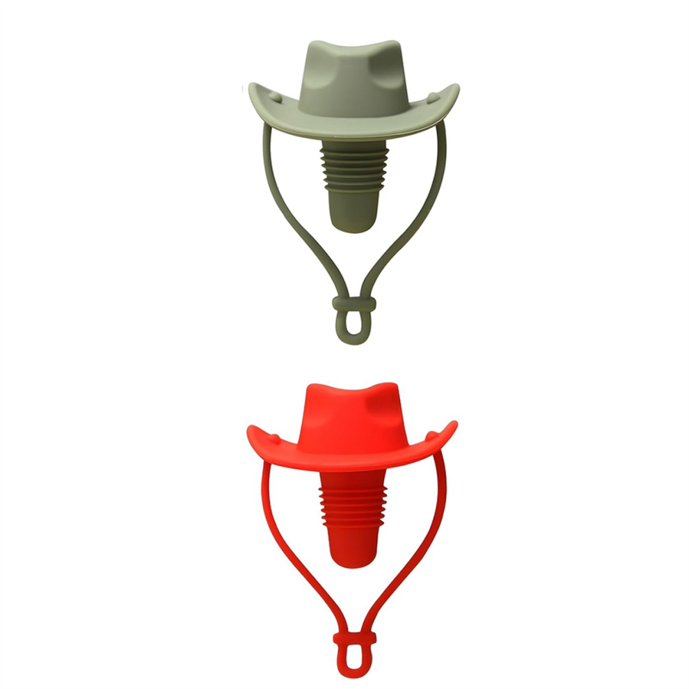 2PCS Cowboy Hat Silicone Wine Cork, Decorative Wine Stoppers