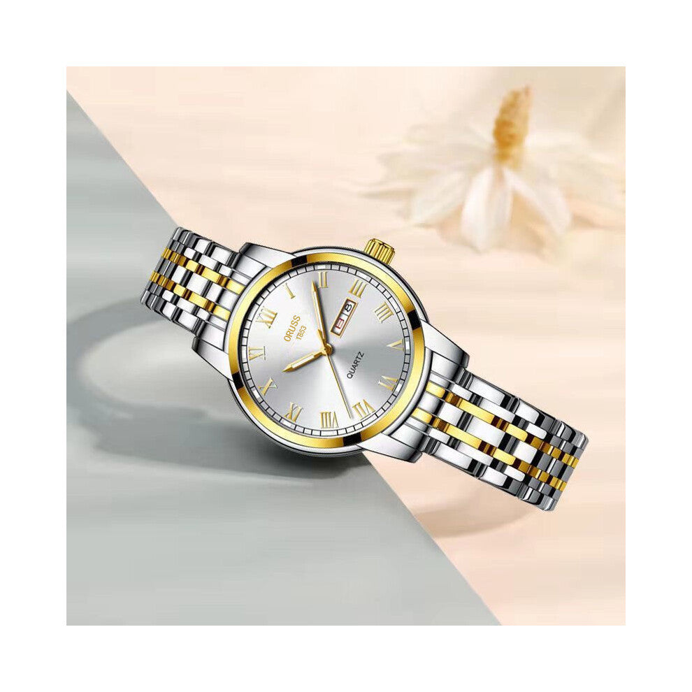(The golden and white girl in Rome) Ladies' watches, ladies' wristwatches, tungsten steel ladies' watches, fashionable couple watches for boys and stu
