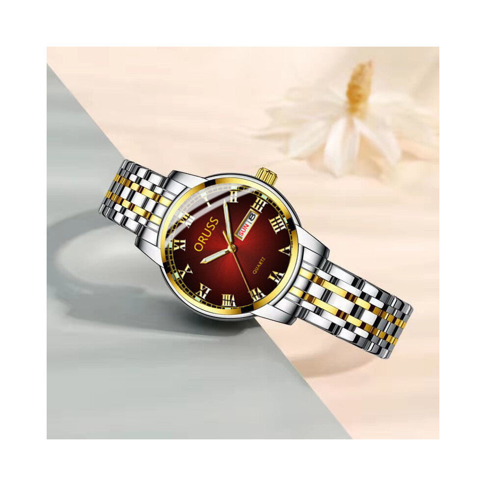 (The golden red lady of Rome) Ladies' watches, ladies' wristwatches, tungsten steel ladies' watches, fashionable couple watches for boys and students