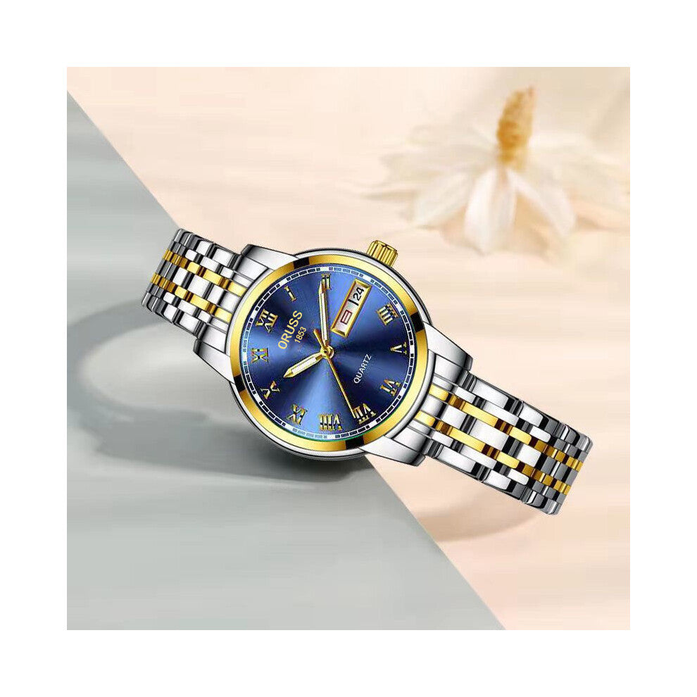 (The golden and blue girl from Rome) Ladies' watches, ladies' wristwatches, tungsten steel ladies' watches, fashionable couple watches for boys and st