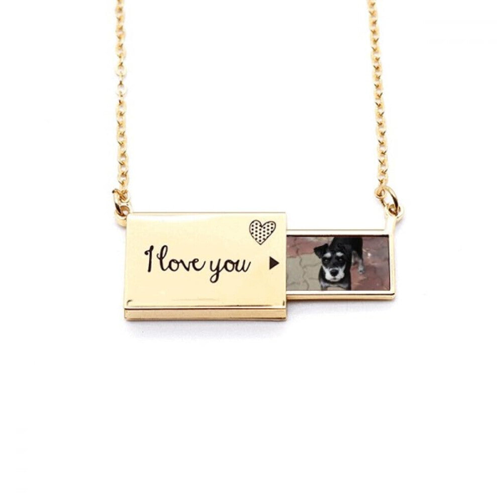Black Dog Pet Animal Cute Picture Letter Envelope Necklace Pendant Jewelry