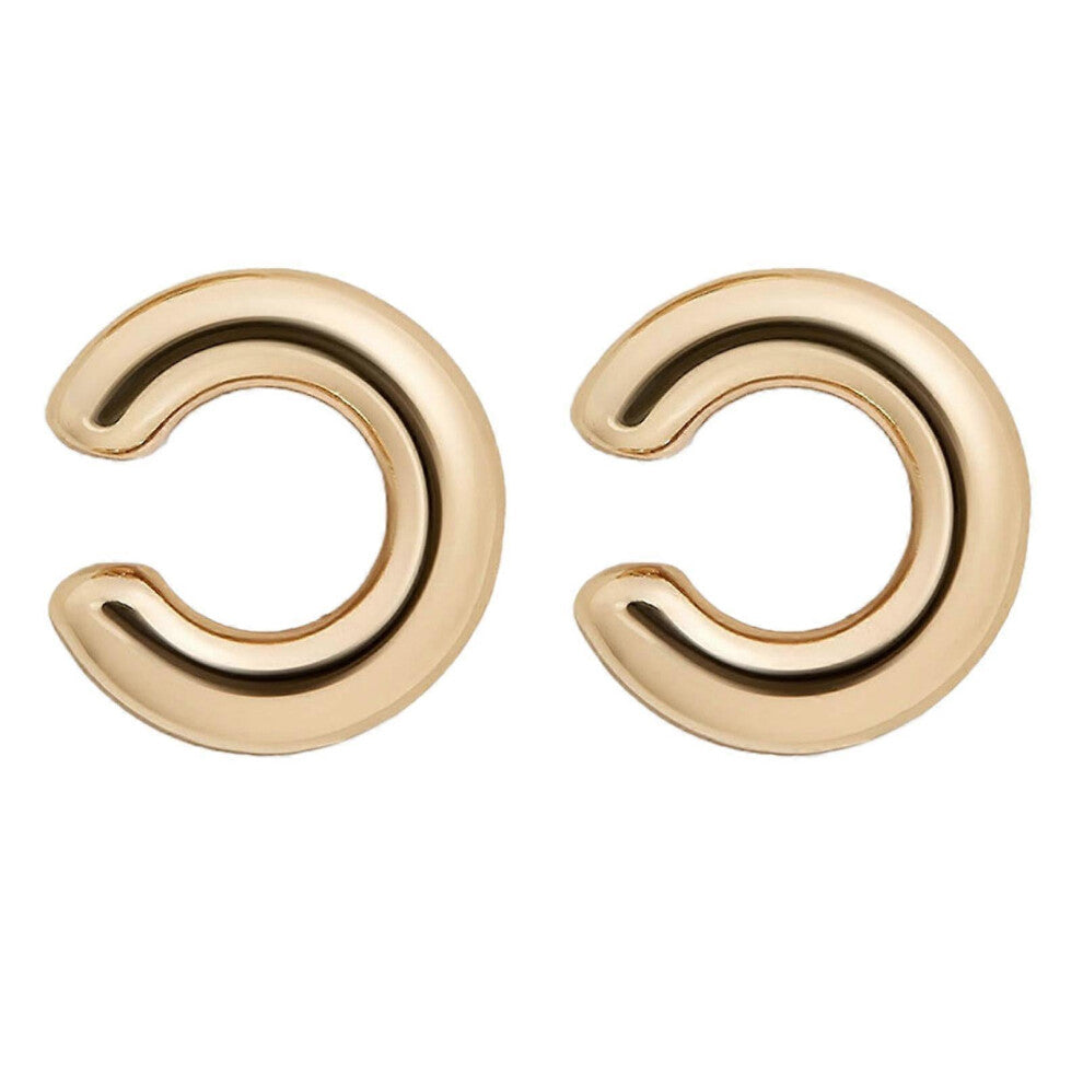 (Gold, One size) Fashionable Circle Ear Clip Without Piercing Ear Jewelry Alloy Material Stylish Ear Cuffs Gift for Fashionable Lover