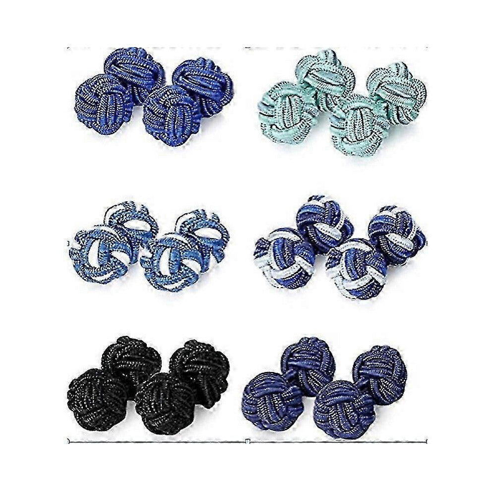 (As show, One size) 6pairs Silk Knots Cufflinks For Men-women Shirt, For Business Wedding Gifts Chumian