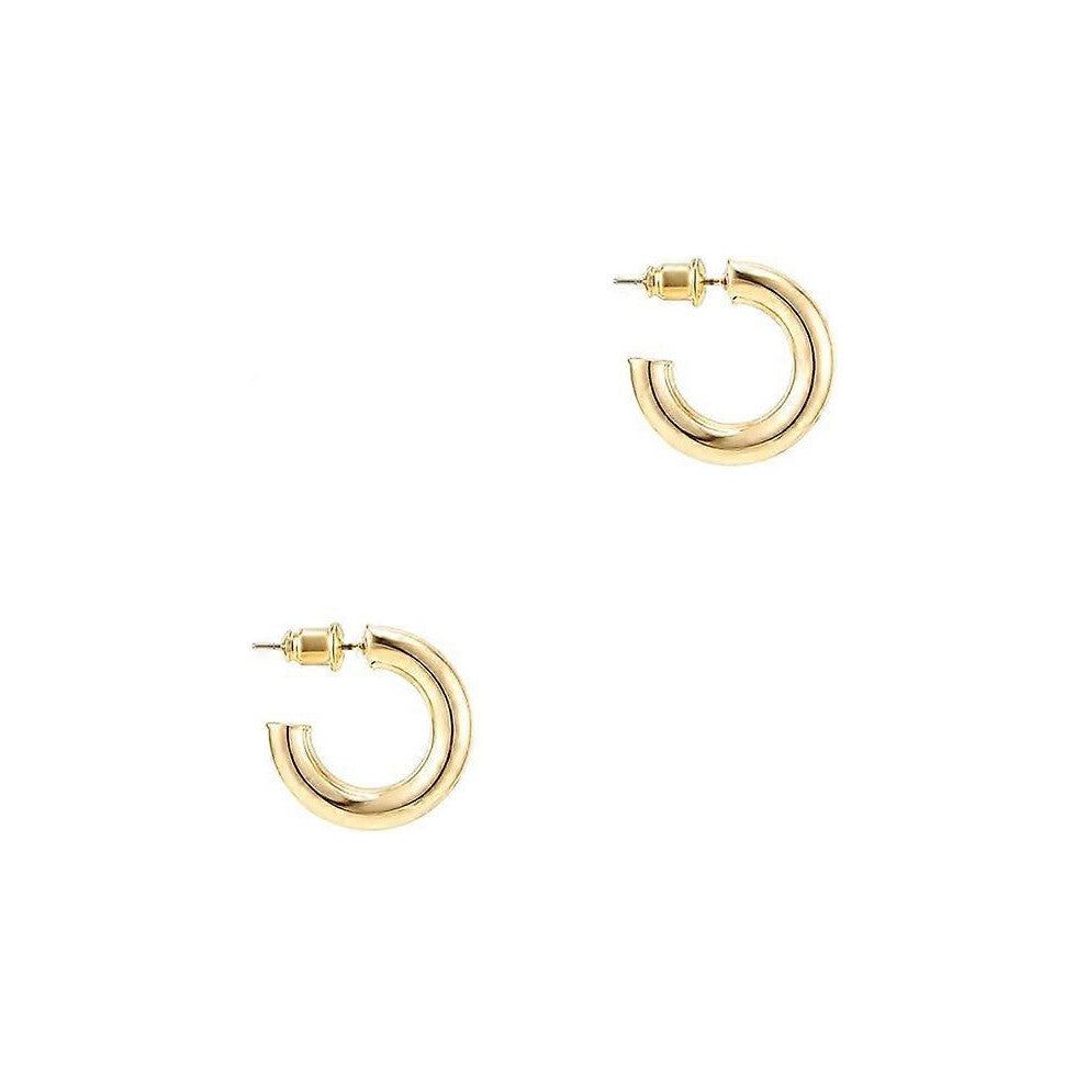 (As show, One size) 14K Gold Plated Lightweight Chunky Hoops | Women&#39;s Gold Hoop Earrings