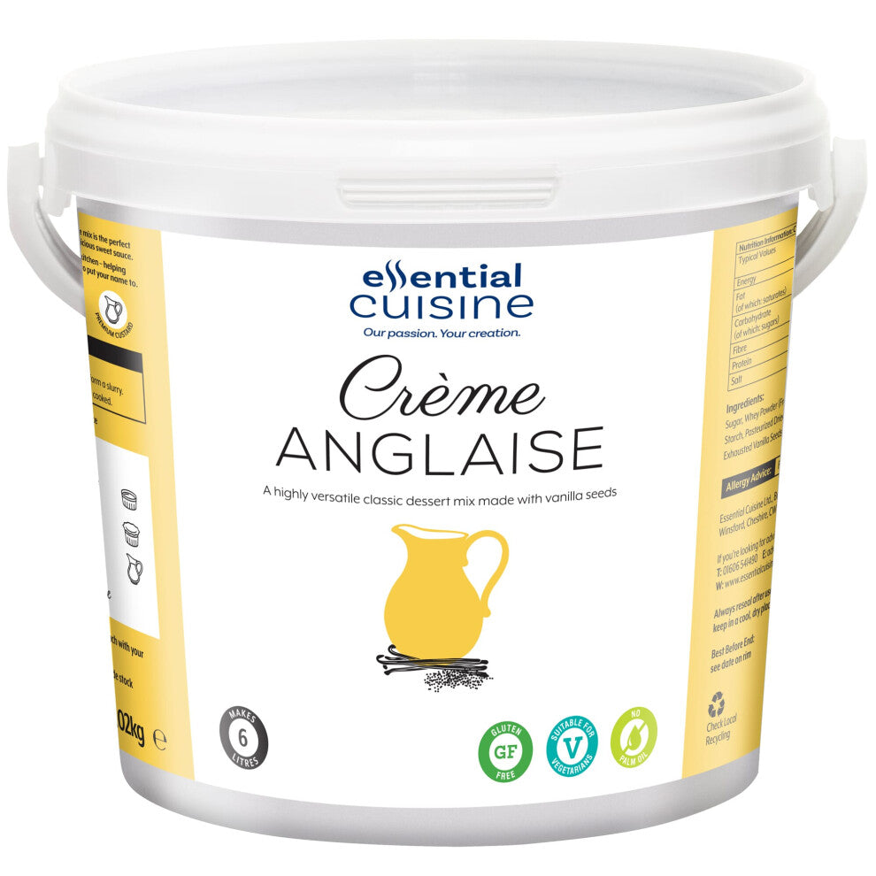 Essential Cuisine Creme Anglaise Mix – Rich and Creamy Vanilla Sauce for Desserts, Gluten-Free, British Made. - 3x340g Sachets