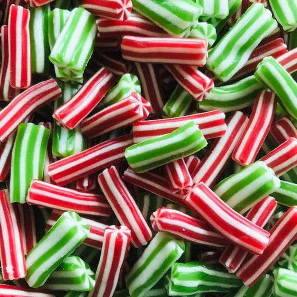 (420g Christmas Tree Jar) Green & Red Candy Poles
