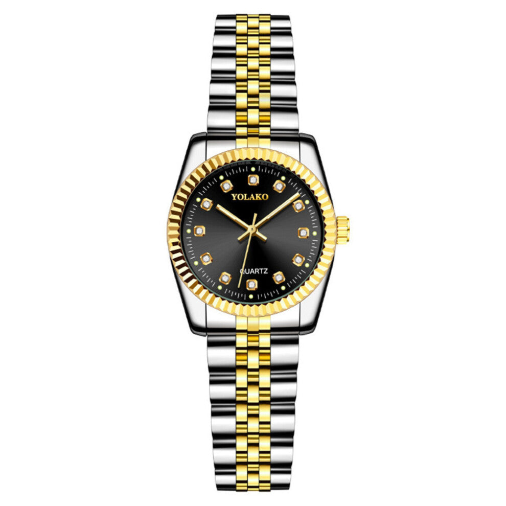 (A small black-faced trumpet) Simple and casual student fashion quartz gold suit men's watch couple