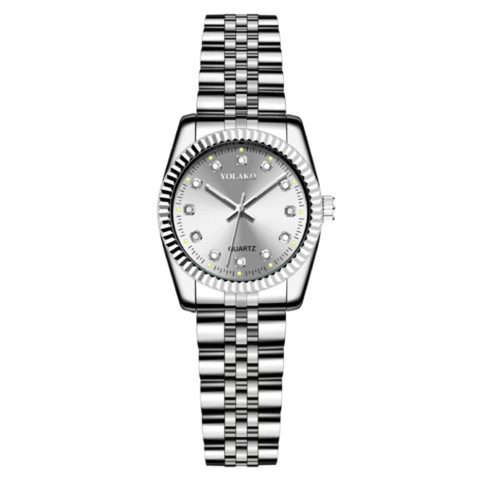 (Silver trumpet) Simple and casual student fashion quartz gold suit men's watch couple