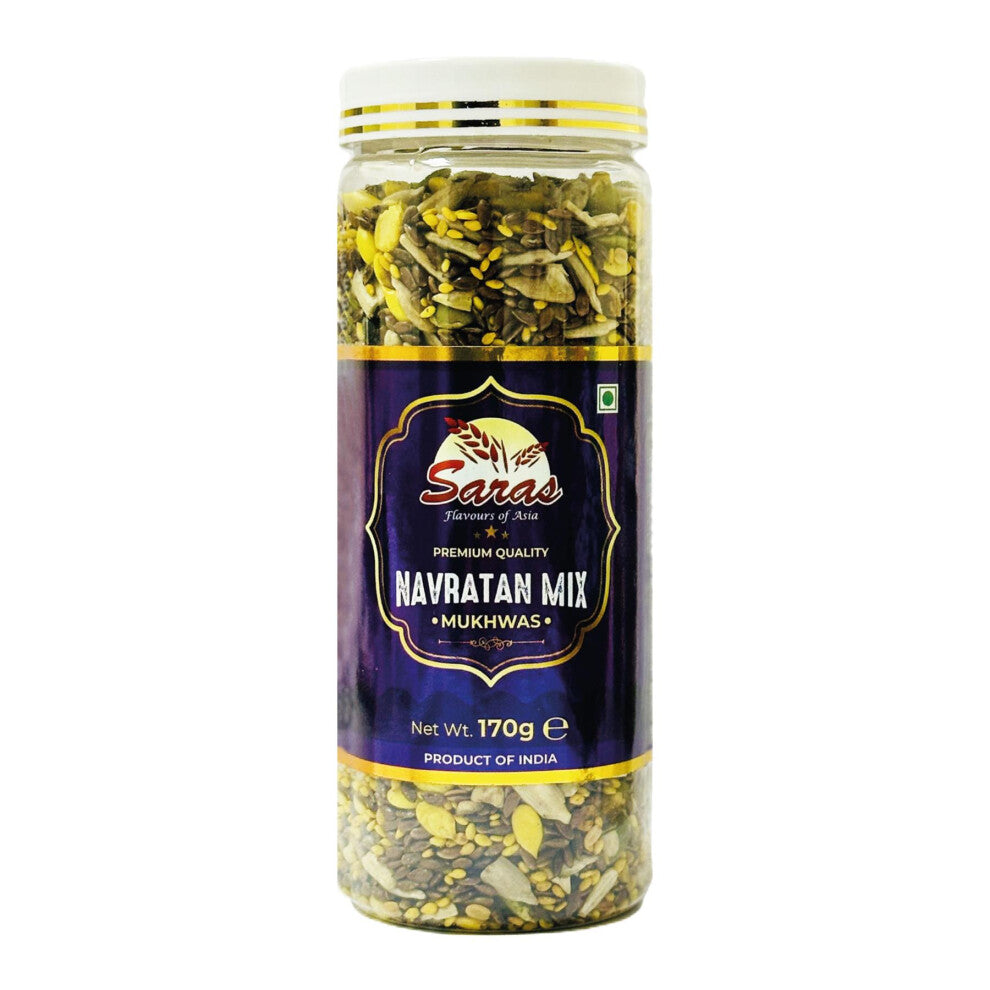 Saras Mukhwas - Navratan Mix- 170g |. Traditional Indian After-Meal Digestive Mouth Freshener | Blend of 9 Seeds, Herbs & Spices