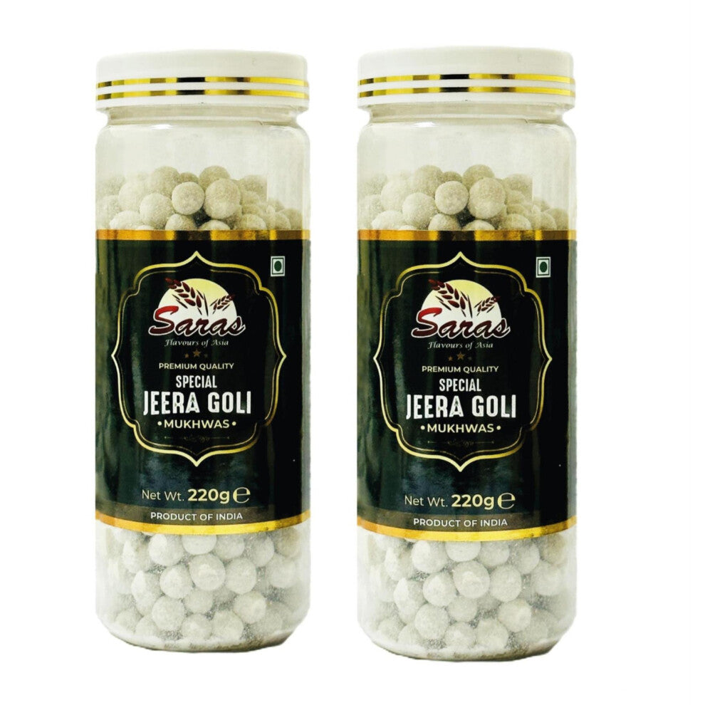 Saras Mukhwas - Jeera Goli- 220g (Pack of 2) | Traditional Indian Cumin Seed Digestive Candy | Tangy, Spiced Mouth Freshener