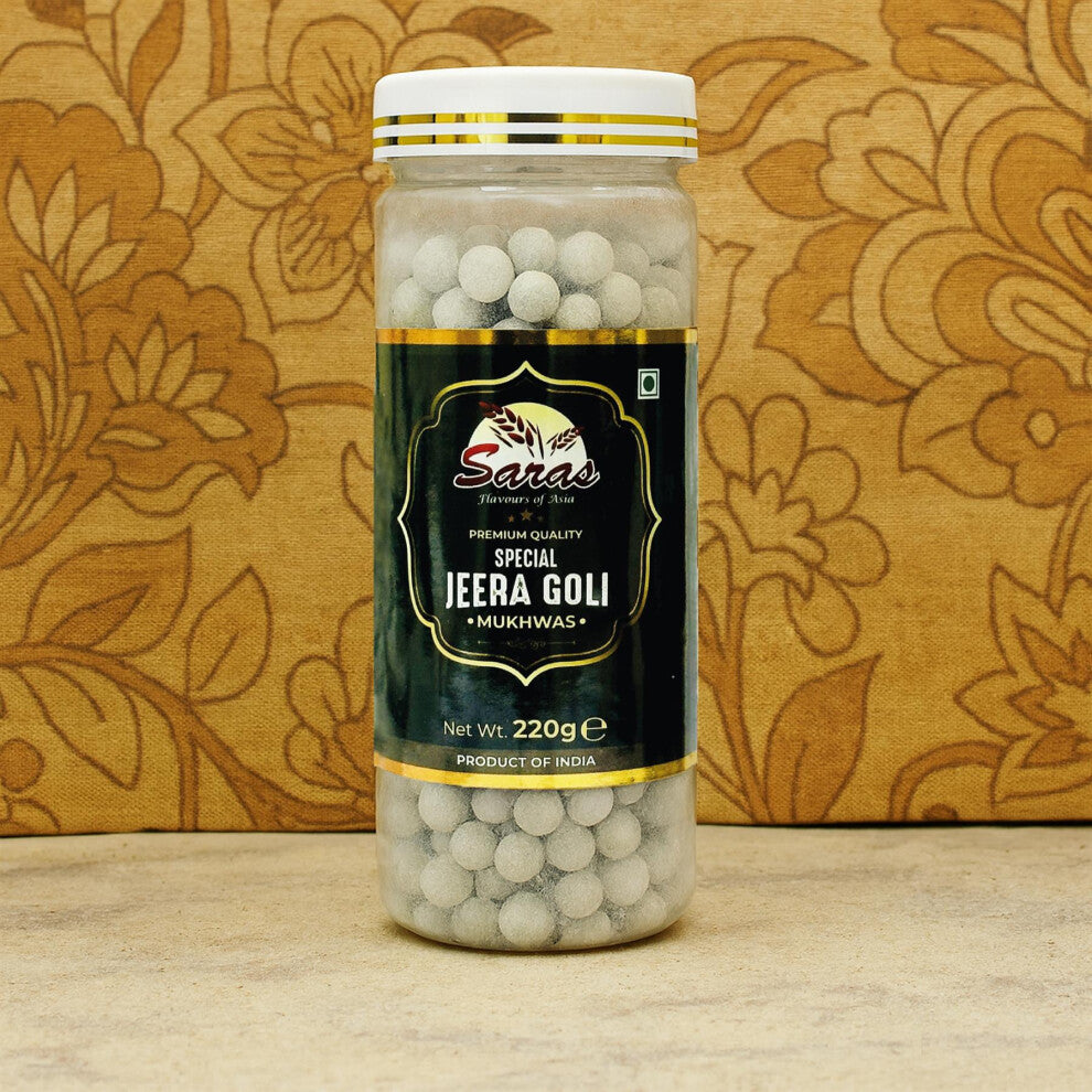 Saras Mukhwas - Jeera Goli- 220g | Traditional Indian Cumin Seed Digestive Candy | Tangy, Spiced Mouth Freshener