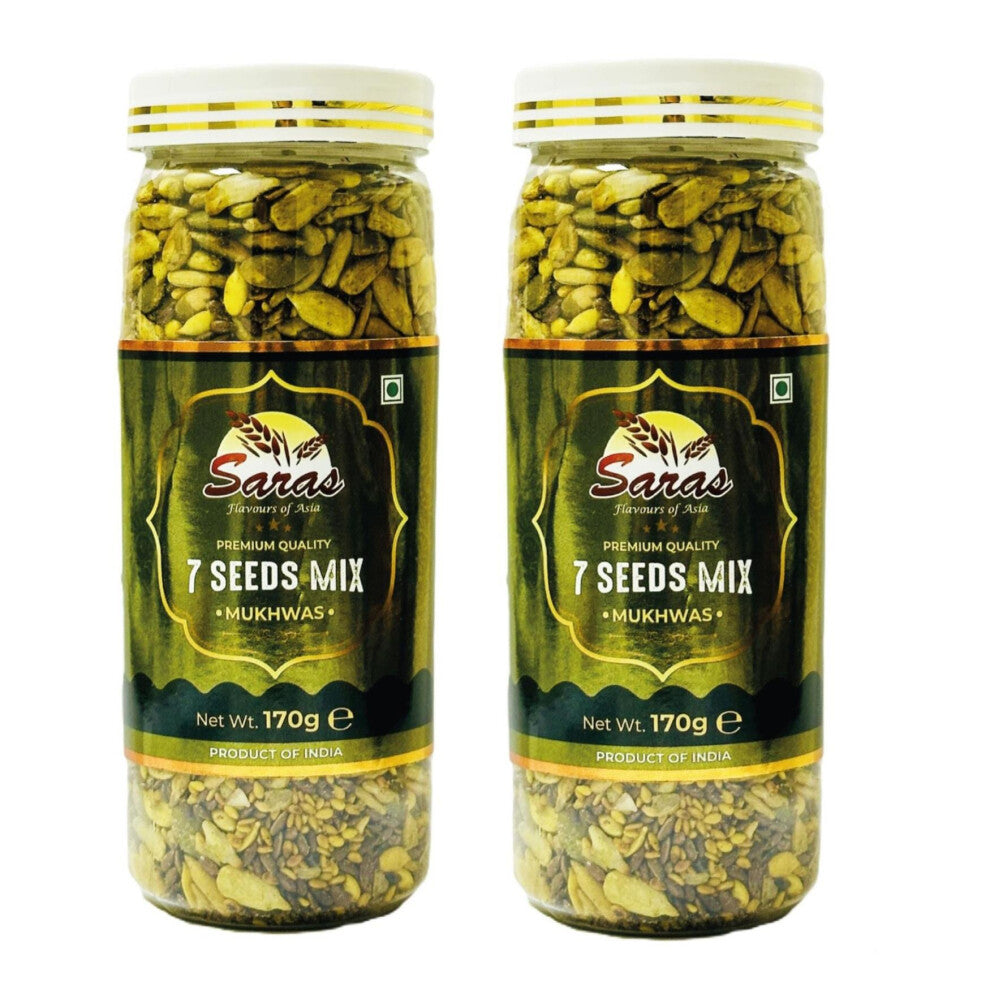 Saras Mukhwas - 7 Seeds Mix 170g (Pack of 2) | Traditional Indian Digestive Mouth Freshener | Blend of Seven Flavourful Seeds
