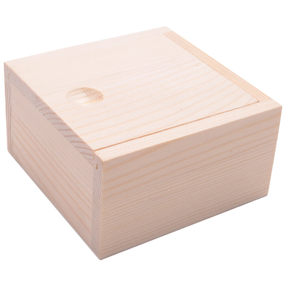 Small Plain Wooden Storage Box Case for Jewellery Gadgets Gift Wood color