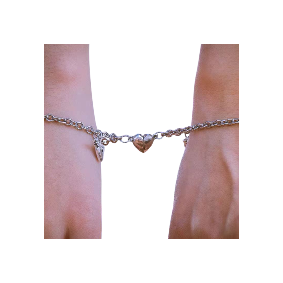 Veile Studios Heart Shape Lock Suction Couple Combination Bracelet Fashion Jewellery Bracelets