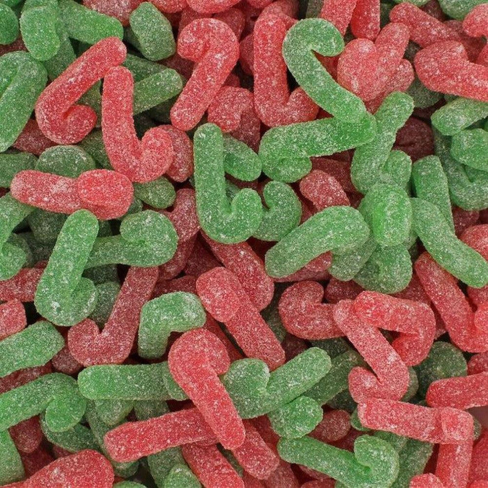 (1kg Sweet Pouch) Green & Red Candy Canes