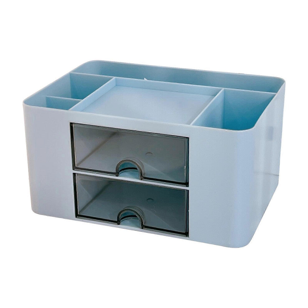 (lake blue, One size) Multi-Layers Dressing Table Makeup Cosmetics Container Dresser Jewelry Organizer Box Desktop Drawer Earrings Storage Box  lake b