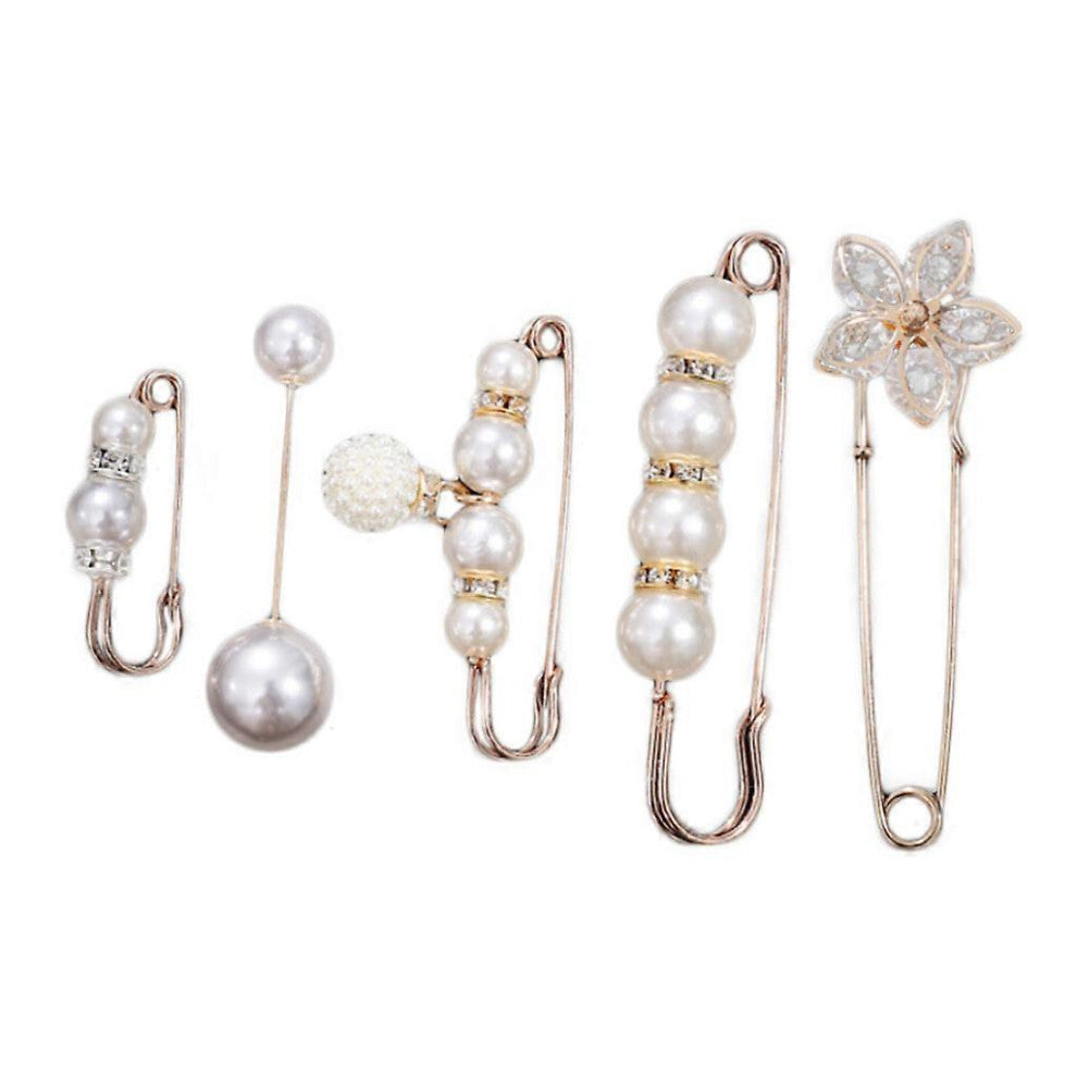 (As show, One size) Faux Pearl Beads Safety Pins Shiny for Rhinestone Jewelry Brooch Shirts Dresses Cardigan Collar Sweater Scarf Shawl Clip  8