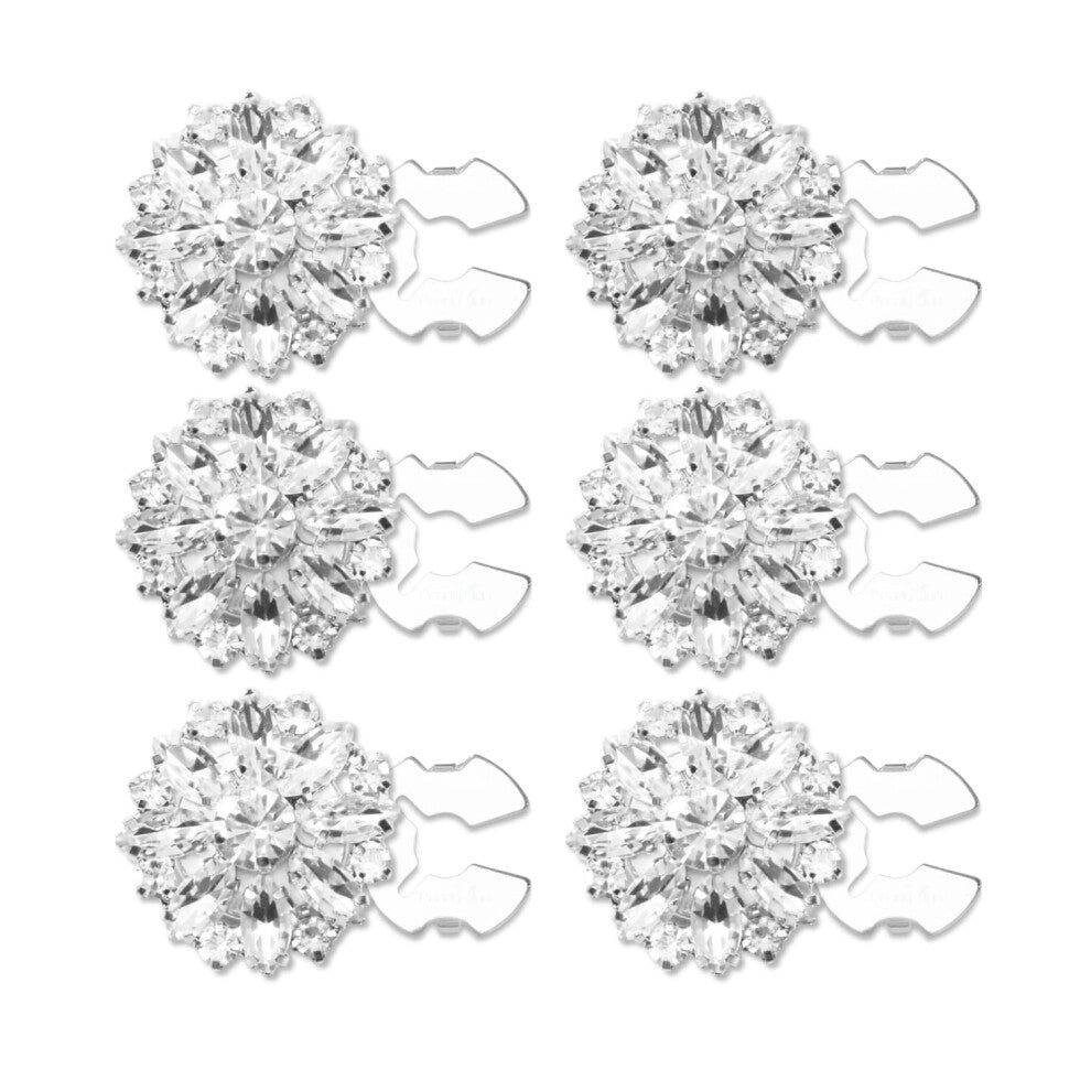 Button Covers for Women 6 Set Rhinestone Cuff Link Silver White Crystal for Men Shirts