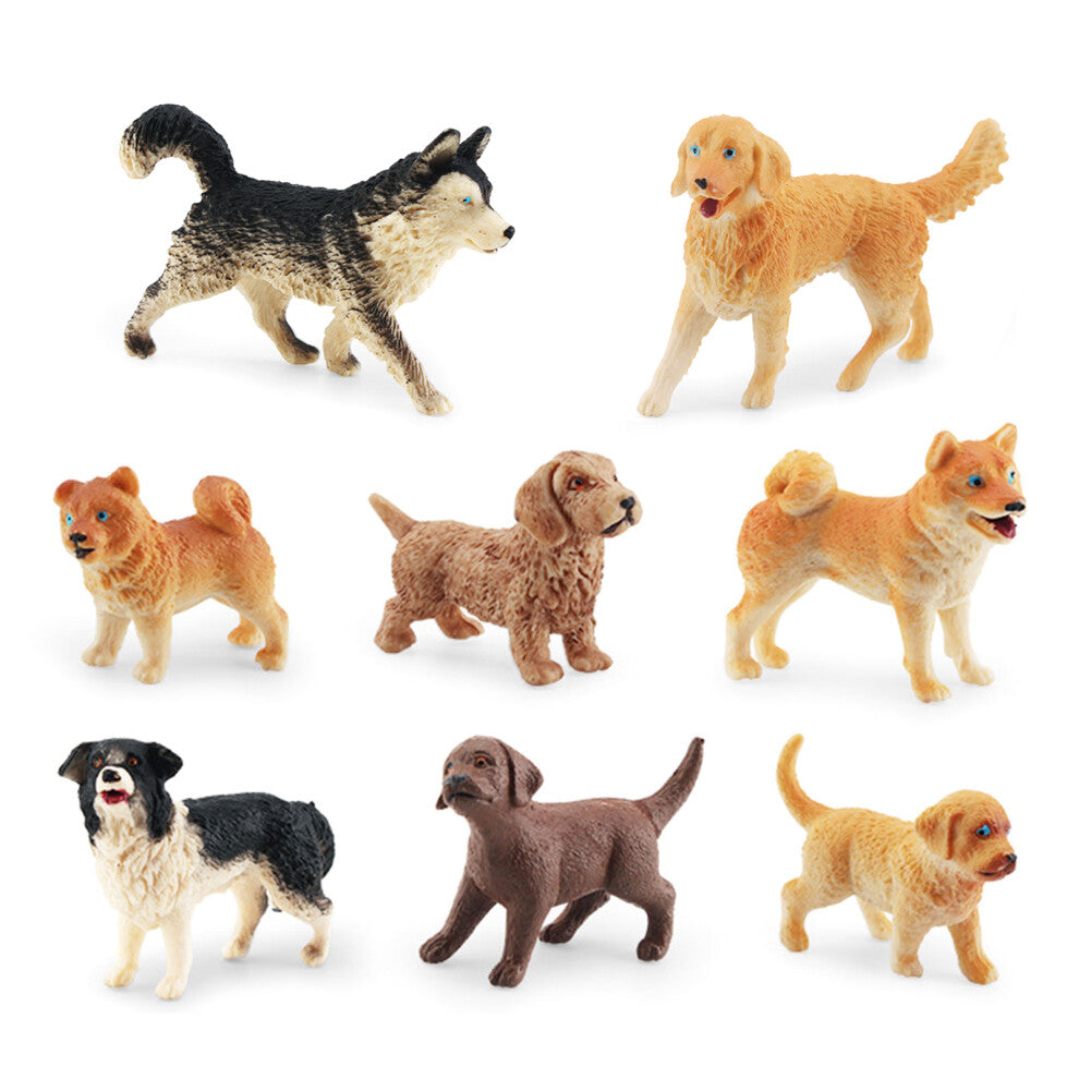 8PCS Dog Figurines Playset  Detailed  Puppy Figures Cake Toppers Birthday  for Kids