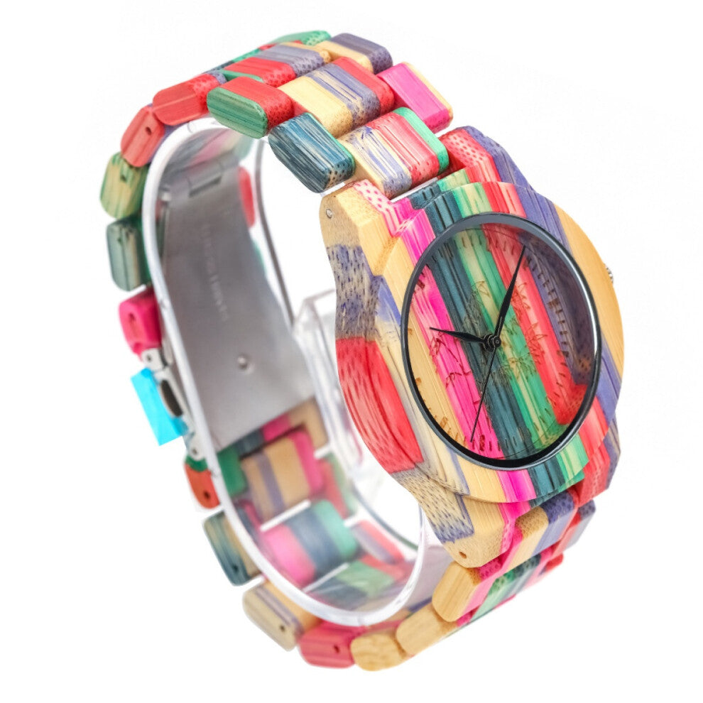Women Watches Handmade Colorful Bamboo Wood Analog Quartz Wooden Watch for Women