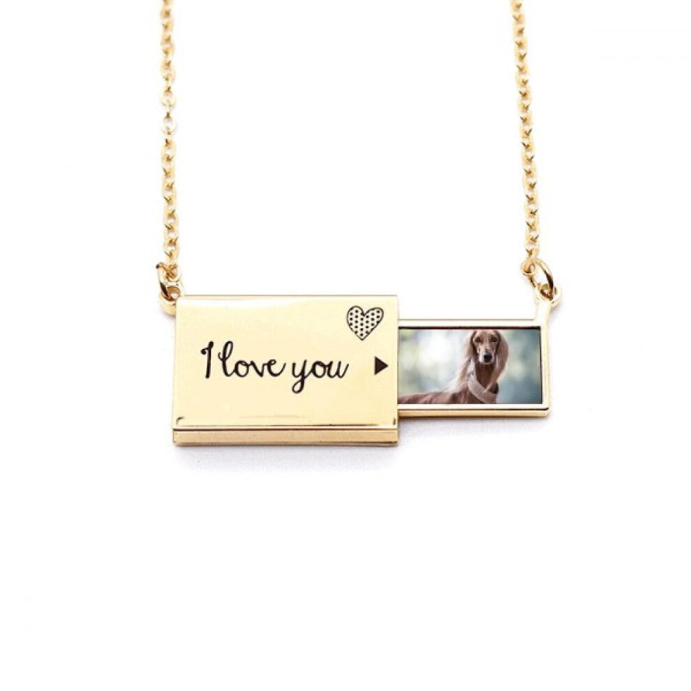 Long Neck Dog Pet Animal Picture Letter Envelope Necklace Pendant Jewelry
