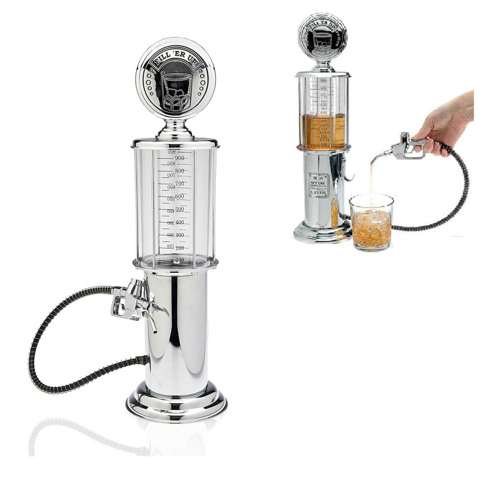Stainless Gas Pump Whiskey-Bourbon Decanter Liquor Dispenser for Vodka and Rum
