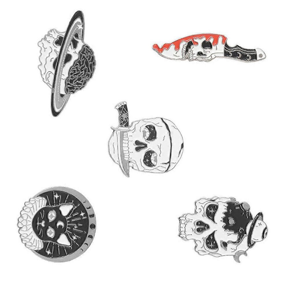 Creative Clothes Brooch Backpack Brooch Halloween Party Fashionable Skull Shape 5Pcs