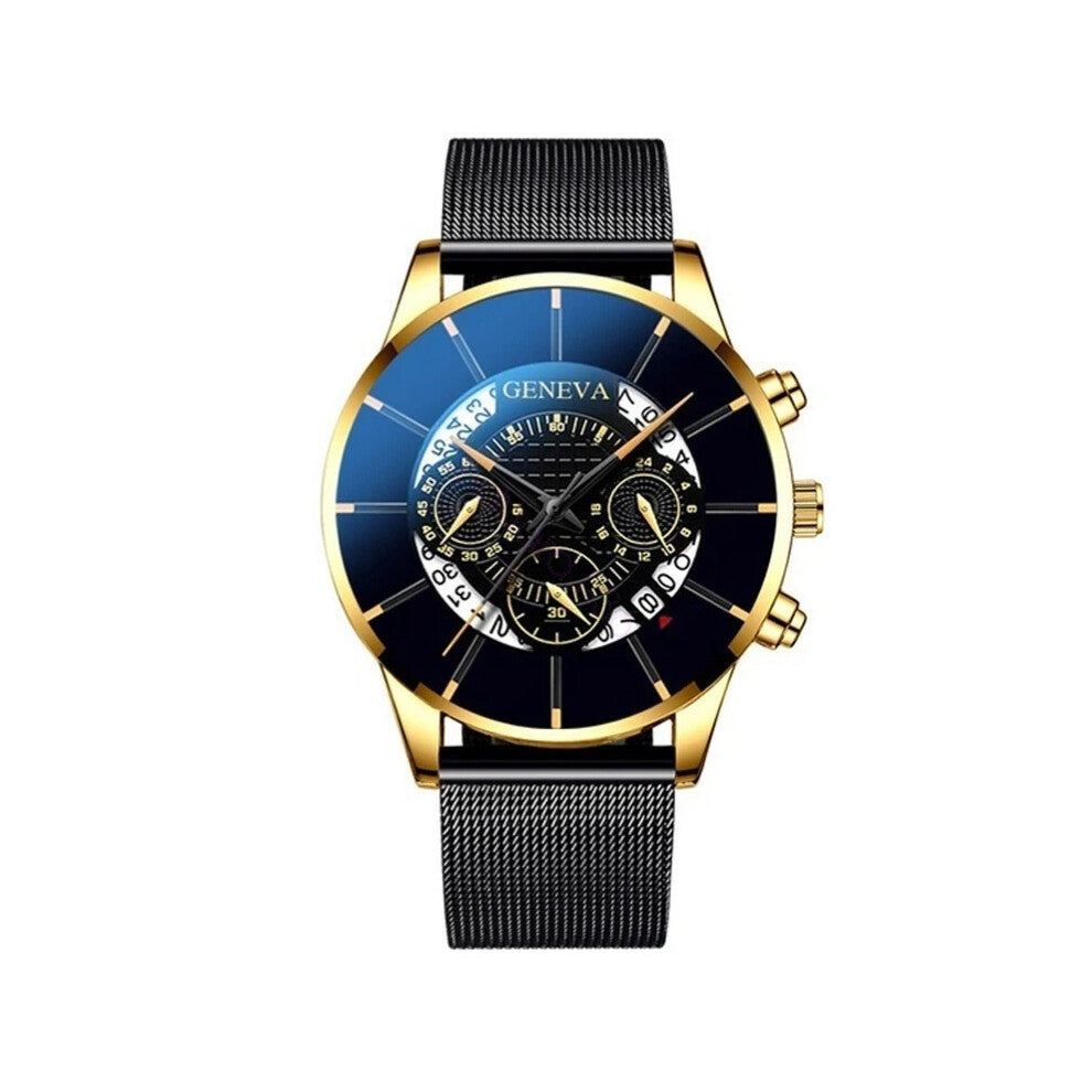 (Black Gold) Army Military Stainless Steel Mens Wrist Watch Quartz Date Analog Sports Watches