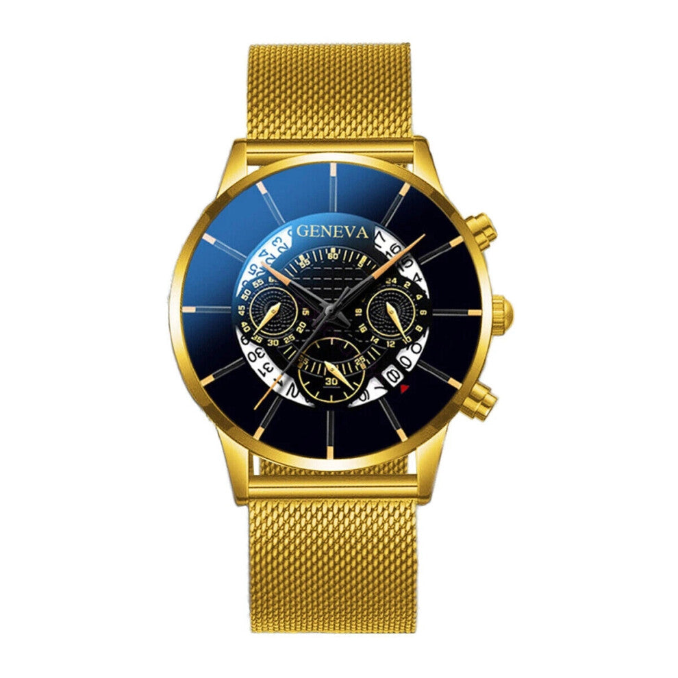 (Gold) Army Military Stainless Steel Mens Wrist Watch Quartz Date Analog Sports Watches New