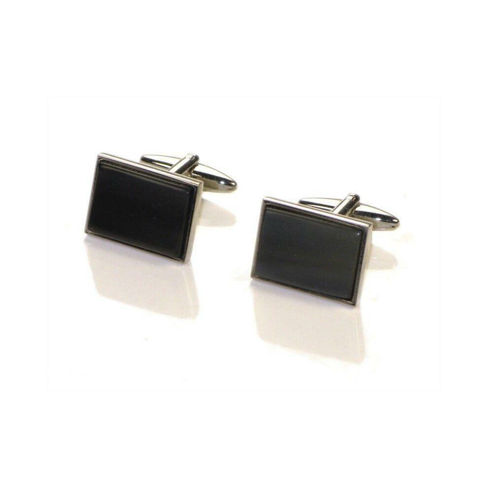 Stunning Handcrafted Oxhorn Rectangle Styled Rhodium Cufflinks