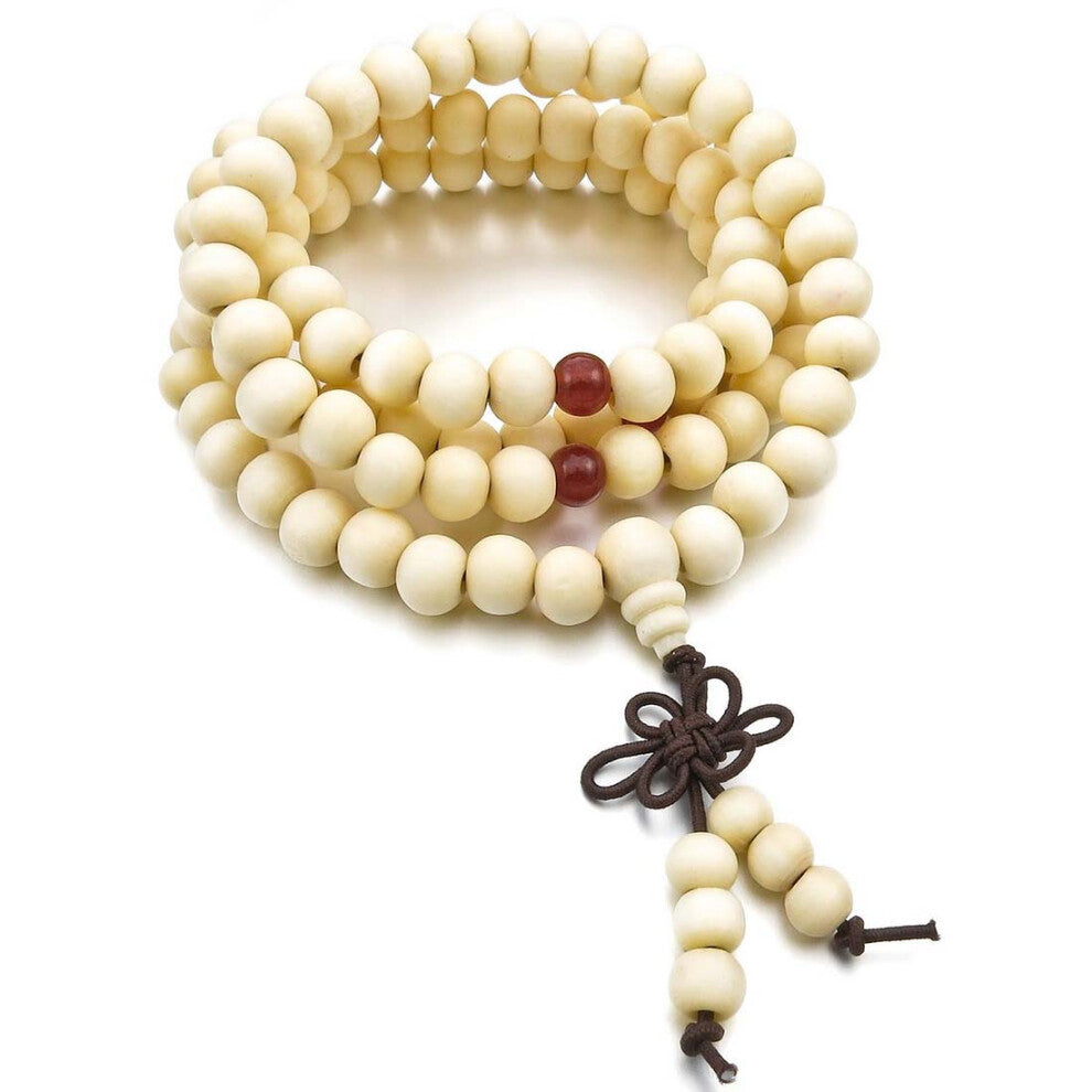 8mm Wood Necklace Tibetan White Sandal 108pcs Bead