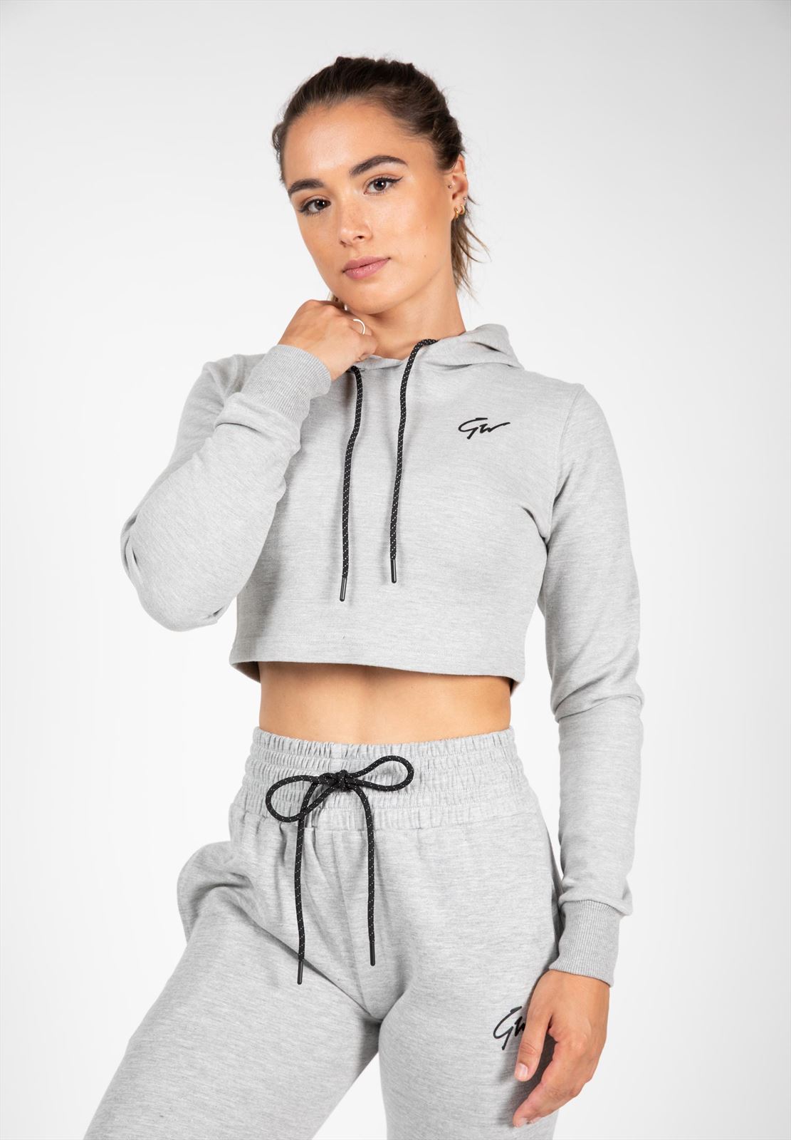 Pixley Crop Top Hoodie - Gray - XS