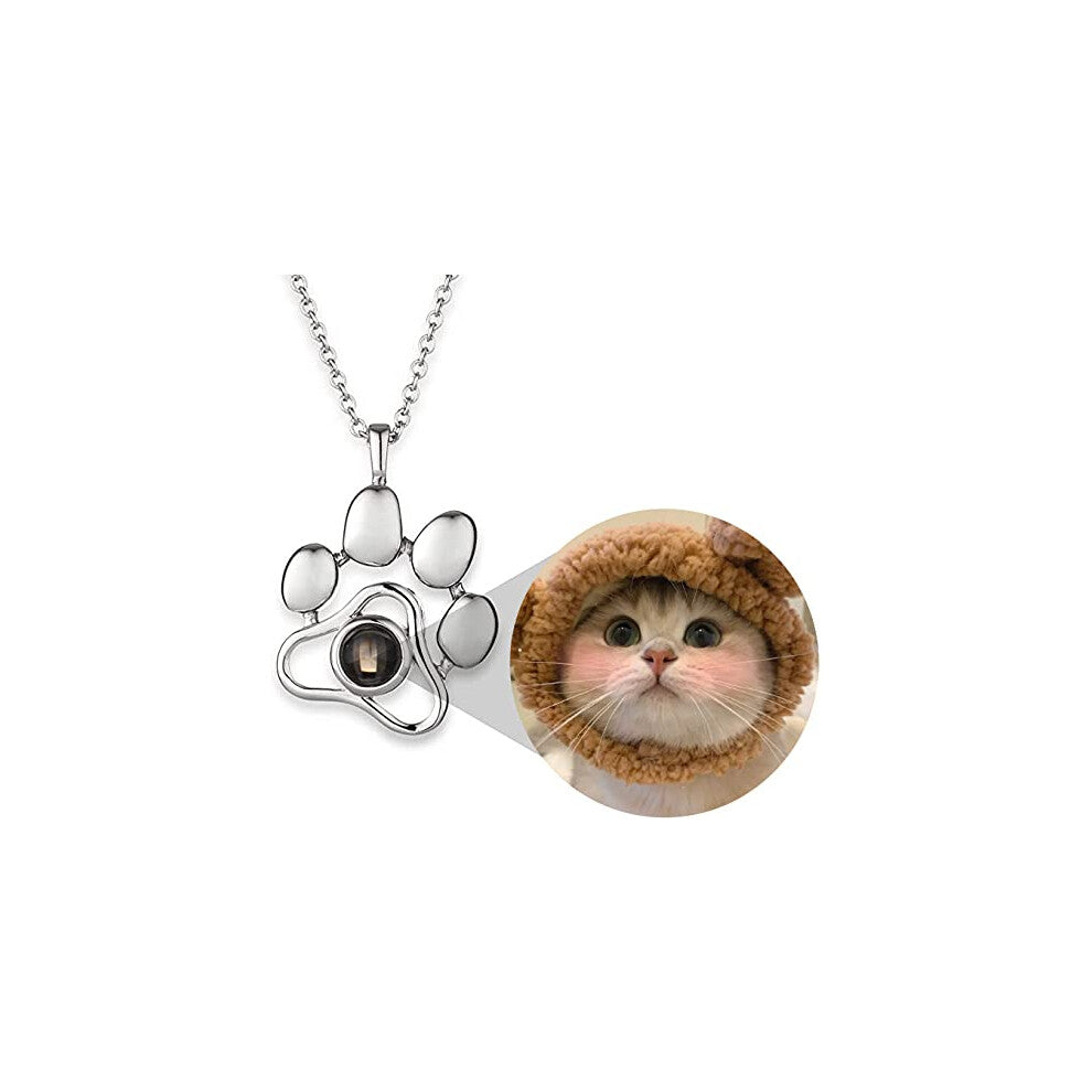 Custom Photo Inside Projective Necklace, Dog Cat Paw Pet Pendant Wear Felicity Memorial Necklace