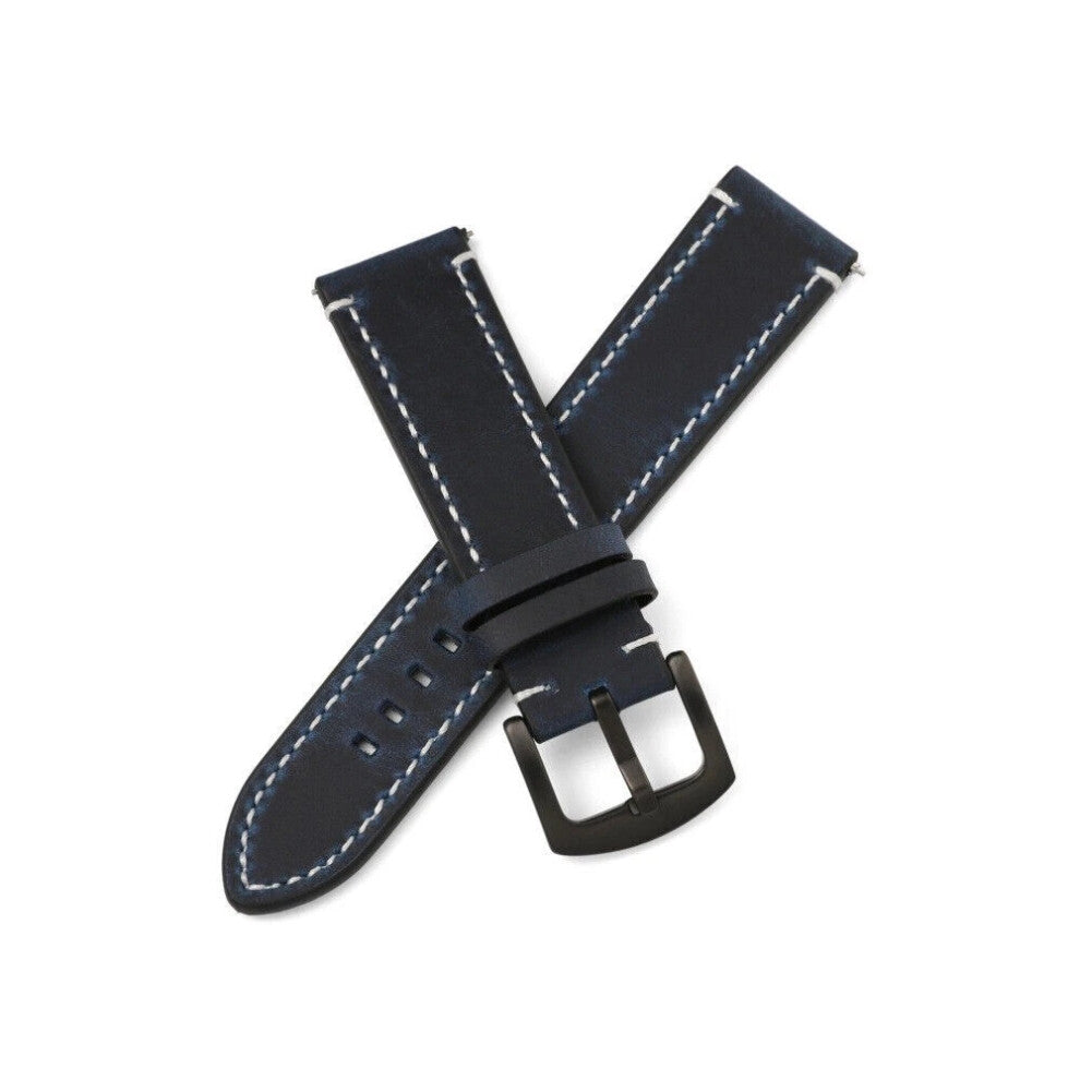 (Navy Blue Genuine Leather Watches Band Xmas Gift, 24mm) Genuine Leather Watch Strap Band Quick Release Wristband 18-19-20-21-22-24mm New