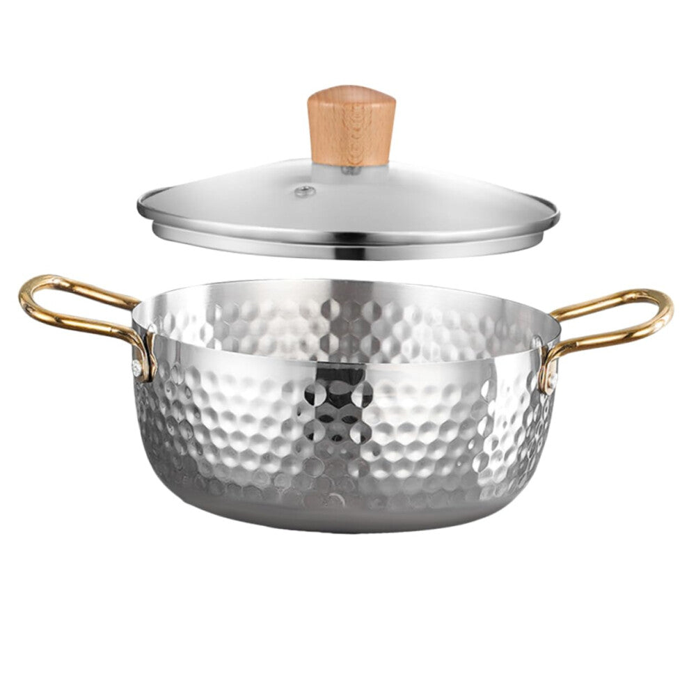Instant Pasta Pot Stainless Steel Pan Hot Pot Pasta Pot Induction Steam Pot Ramen Cooker Instant Noodle Pot with Seafood Stainless Steel Silver