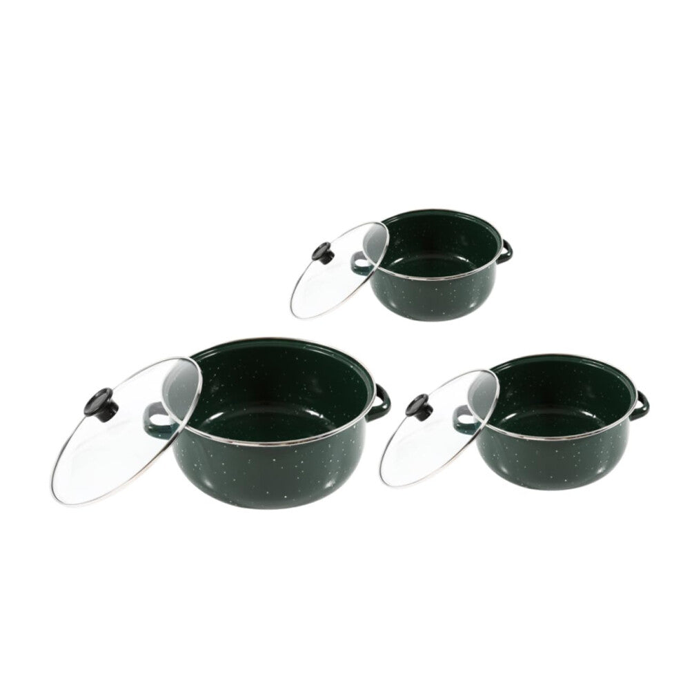 3 pieces vintage enamel soup pot enamel noodle pot cookware for soups and noodle dishes with dural handle for stove burners