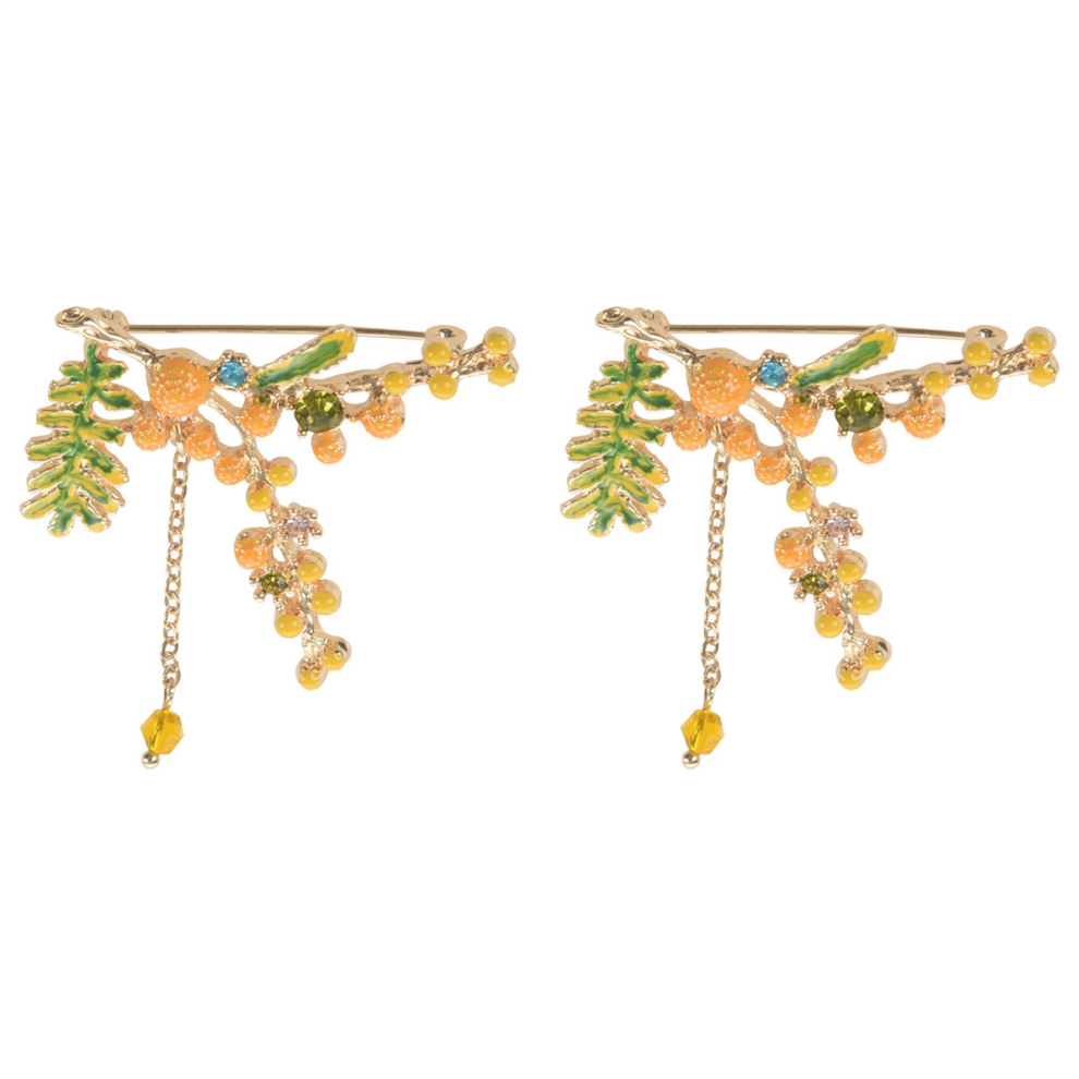 2X Jewelry Well Green Leaf Brooch Pin Female Ladies 'Shirts Brooches