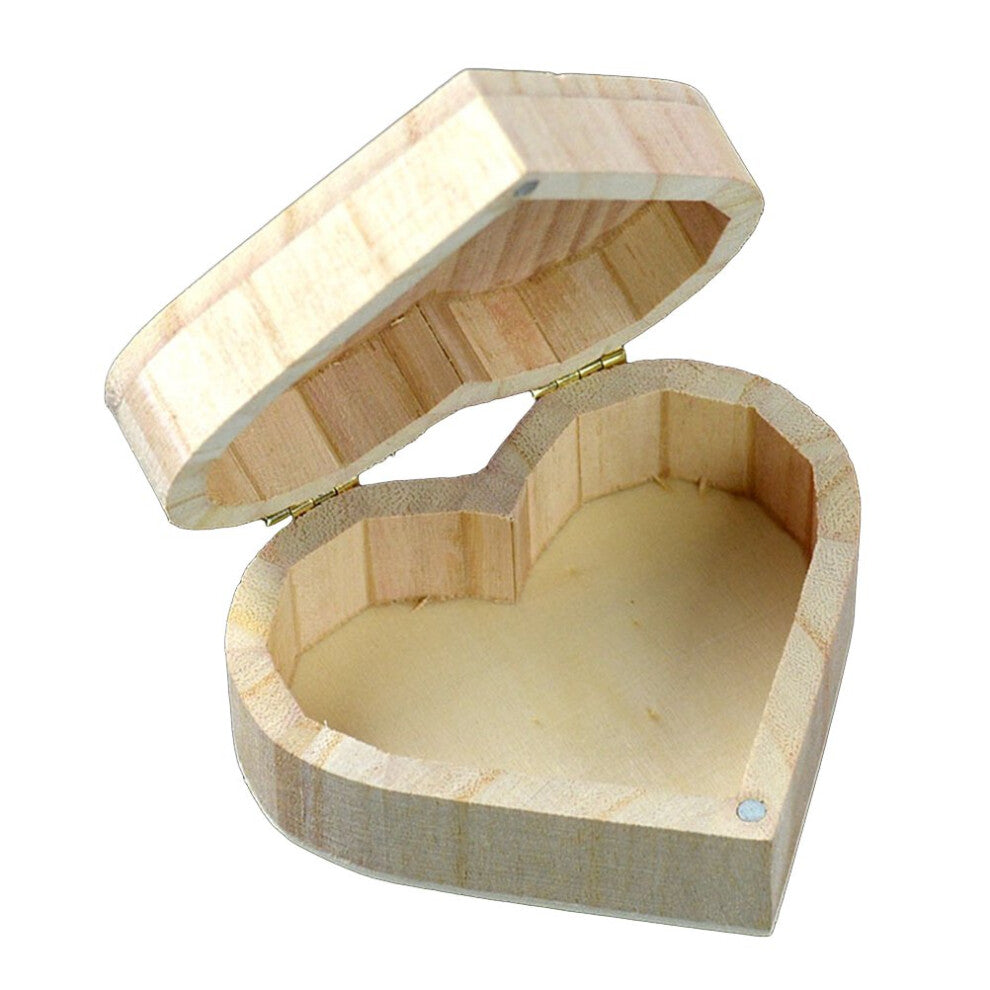 Wooden Storage Box Heart Jewellery Box Small Items Case Organiser Gift Box