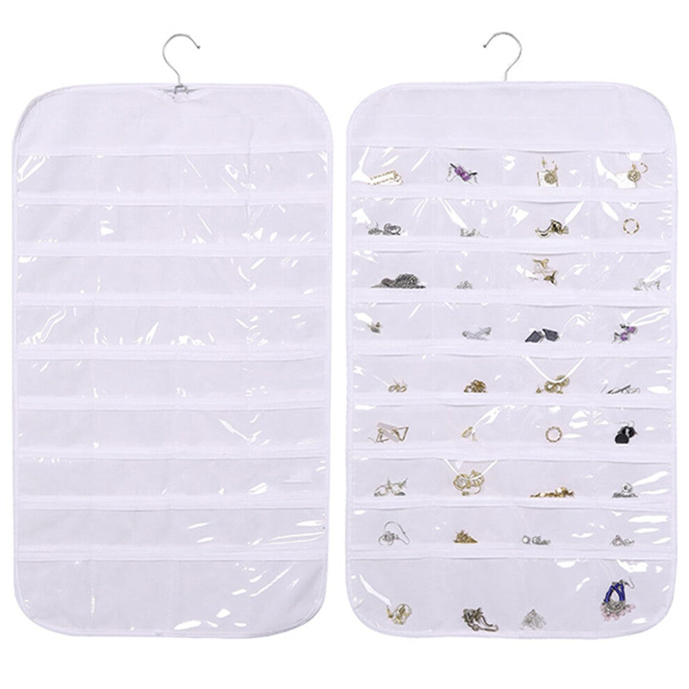 Jewellery Organiser Hanging, DoubleSided Travel Roll, 72 Pockets Storage with Hanger