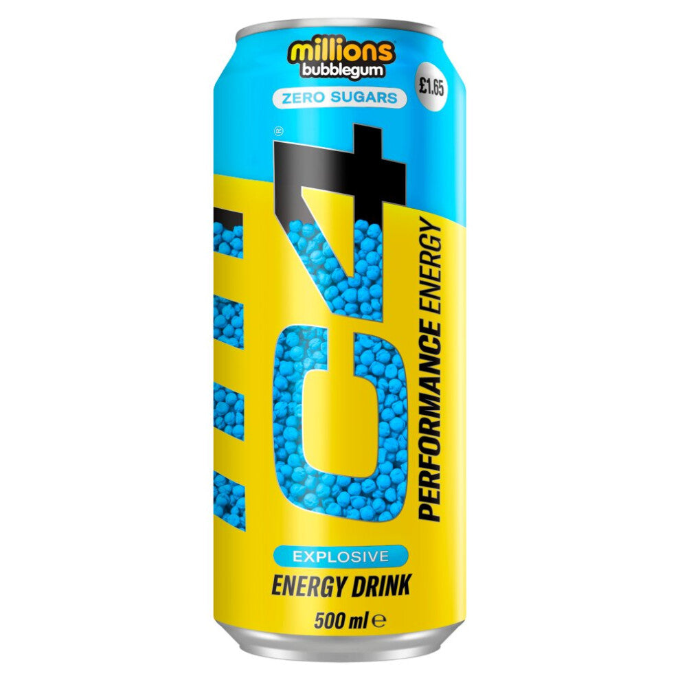 C4 Millions Bubblegum Zero Sugars EnergyDrink500ml(Packof12)