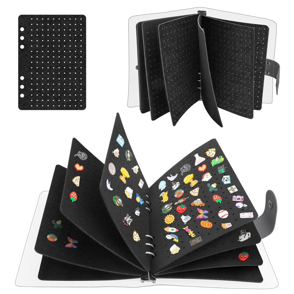 1360 P Earring Storage Book, Travel Jewellery Case, Brooch Collection (Black)
