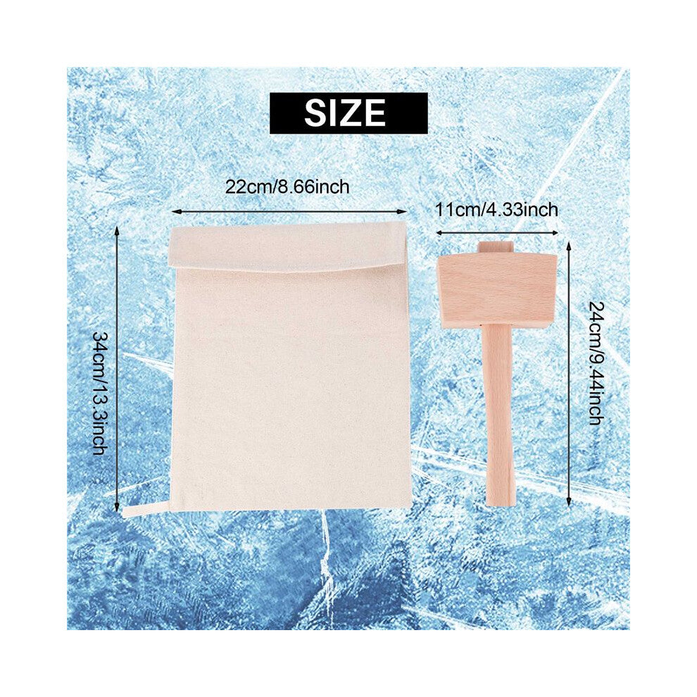 Pack of 2 Bags and 1 Ice Mallet Set-Reusable Canvas for Party